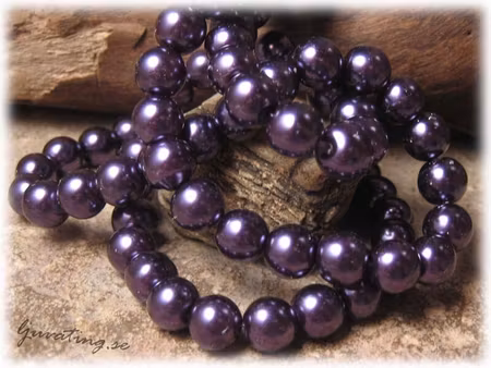 1 sträng glaspärlor rund vaxad lila ca 8 mm