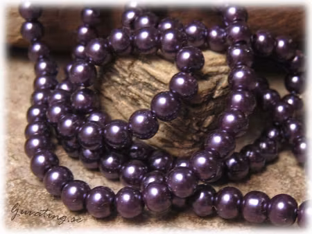 1 sträng glaspärlor rund vaxad lila ca 6 mm