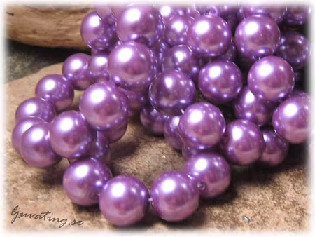 1 sträng glaspärlor färgad pastell lila ca 12 mm