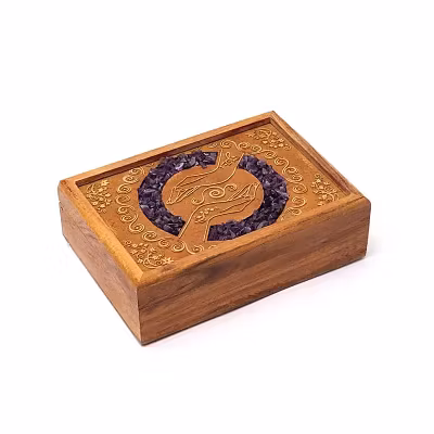 Mango­träask – Healing Hands med ametist ädelstenar