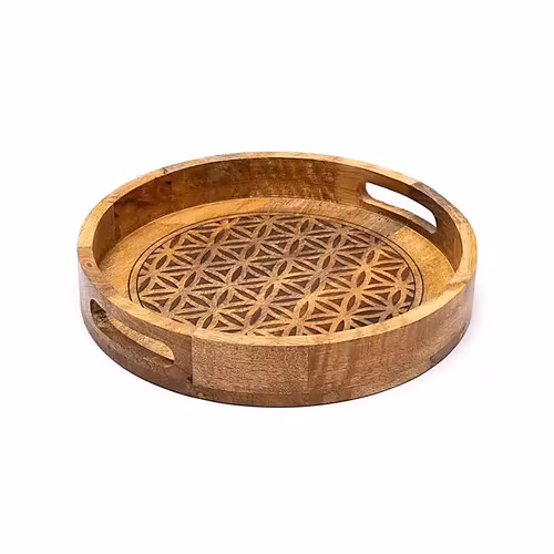 Serveringsbricka i Mangoträ – "Flower of Life"