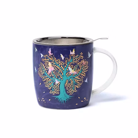 Tekopp med tesil "Lovebirds"