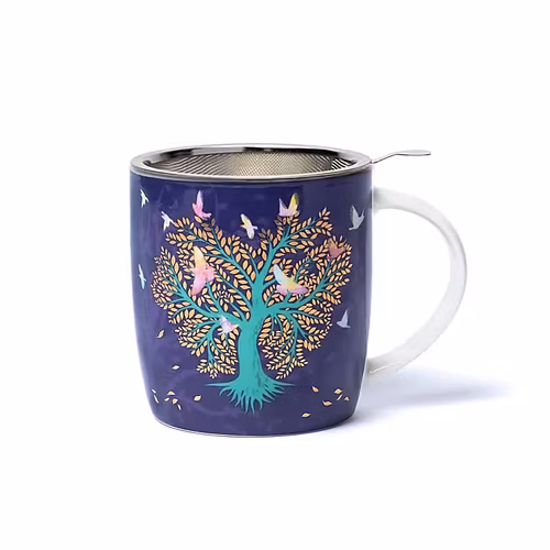 Tekopp med tesil "Lovebirds"