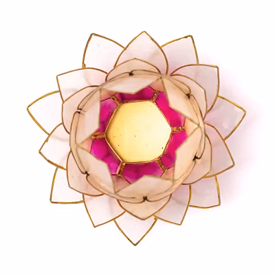 Lotusljus Rosa – Gulddekor (Stor)