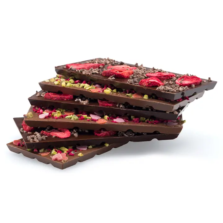 Handgjord Vit Choklad – Pistage & Hallon