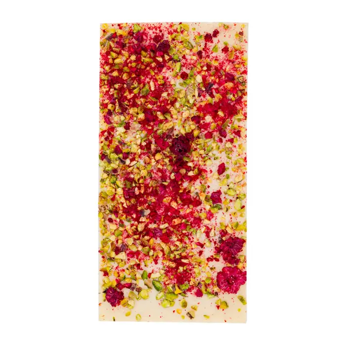 Handgjord Vit Choklad – Pistage & Hallon