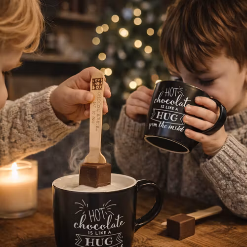 Presentset Mugg & Varm Chokladskedar Mjölkchoklad