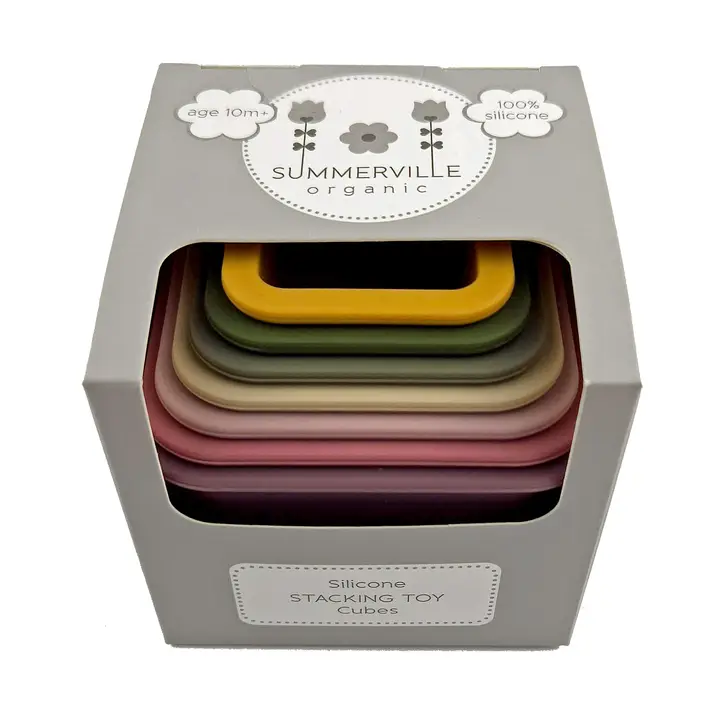 Stapelleksak med fyrkantiga silikonkoppar