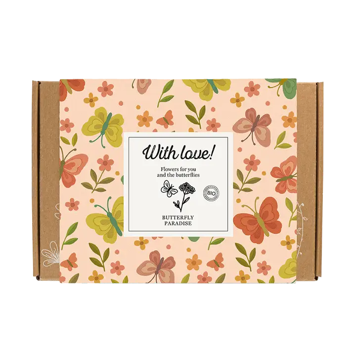 Presentbox “With Love” – Eko Fjärilsmix (7 fröbomber)