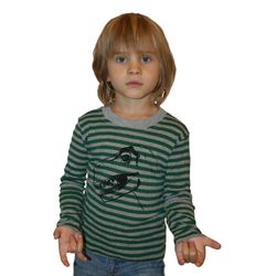 Ekologisk handtryckt tröja med dinosaur grön