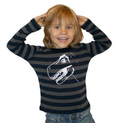 Ekologisk handtryckt tröja med dinosaur Marinblå/grå
