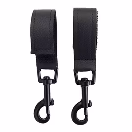 Barnvagnskrokar 2-pack svart konstskinn Svart karbinhake