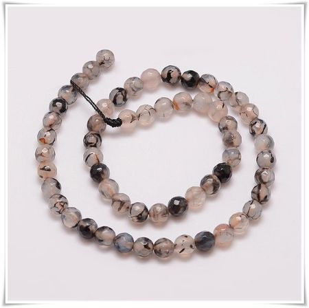 Dragon vein agat, facetterad 6 mm