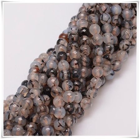 Dragon vein agat, facetterad 6 mm