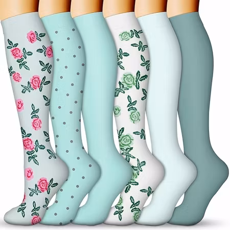 6-pack Kompressionsstrumpor - Flower and Dots