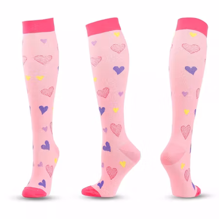 Kompressionsstrumpa Pink with harts Nr 84
