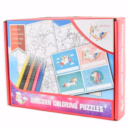 Pussel mÄlarset unicorn - Puzzle coloring set unicorn