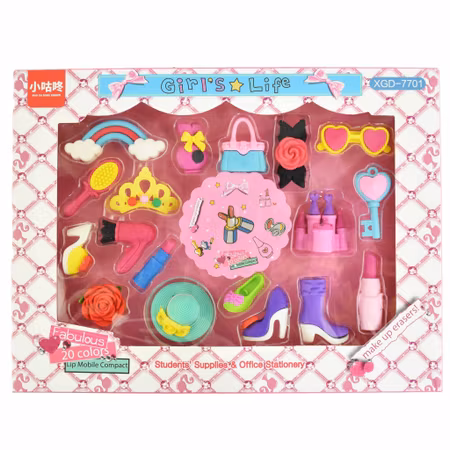 Eraser fabolus set 18 delar