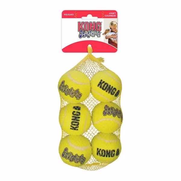 KONG Leksak SqueakAir Balls 6p Gul M 6cm