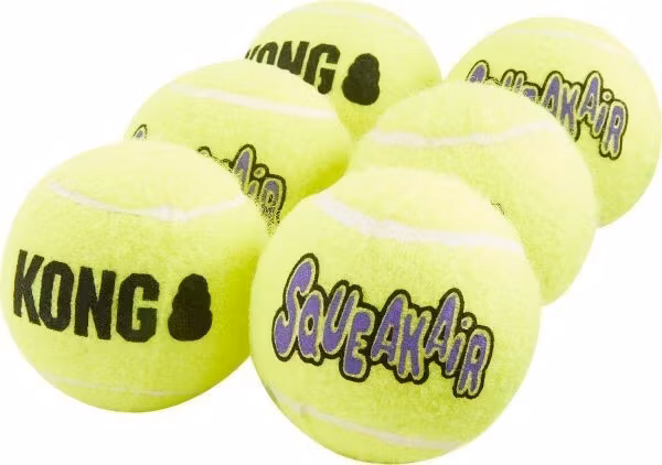 KONG Leksak SqueakAir Balls 6p Gul M 6cm