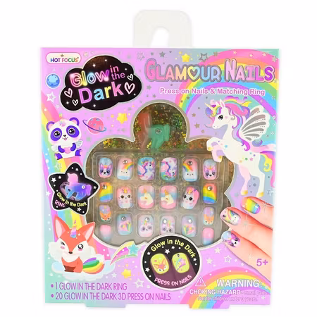 Nagelkit Glamour Glow In The Dark - Nail Glamour Press-On And Ring gid