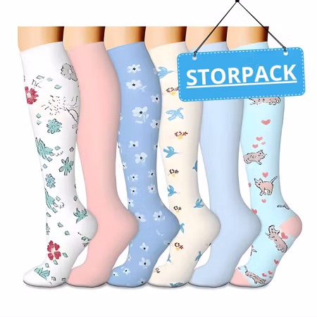 Storpack Stödstrumpor – Pastell Djur och Natur