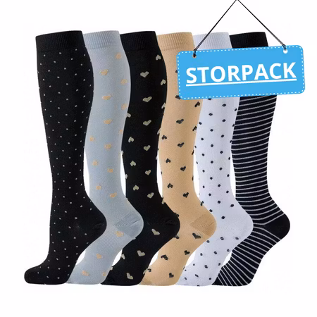 Storpack Stödstrumpor – Midnight Heart and Stripes