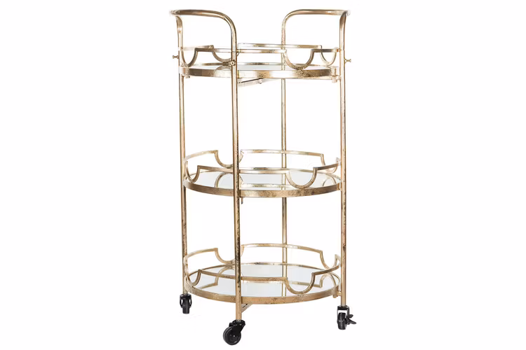 Drinkvagn Spegel Guld 52x46x90,5cm