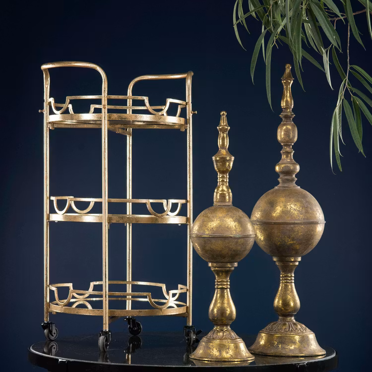 Drinkvagn Spegel Guld 52x46x90,5cm