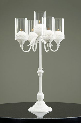 Kandelaber Blockljus 5-arm Vit 36x72,5cm