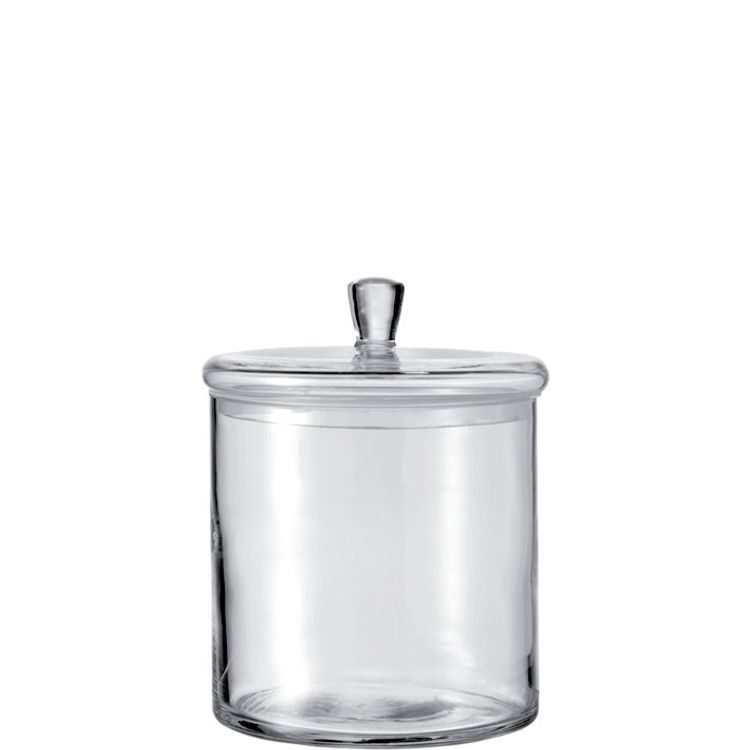 Glasburk med lock 17x15cm