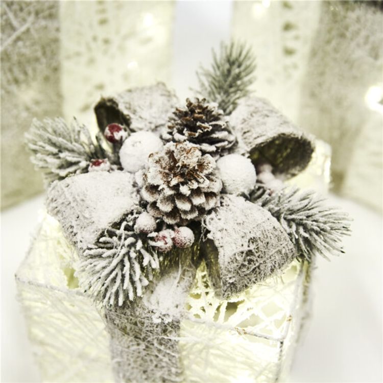 Julklappar med belysning, set med 3 st, vit 230V