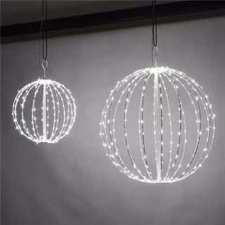 Metallkula vit set-2 st, LED-lampor Ø30cm + 50 cm, 230V