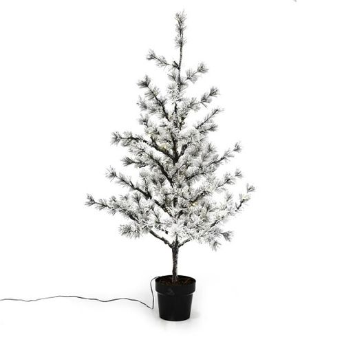 Lärk i kruka 120 cm med snö och ljus, inomhus