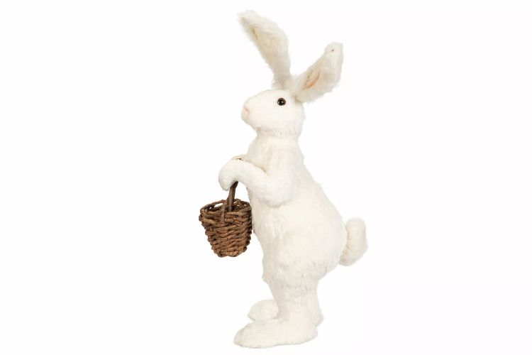 Hare Med Korg Vit 31x36x75cm. Förbeställning