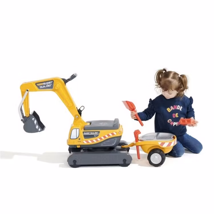 Grävmaskin superbyggare med släp