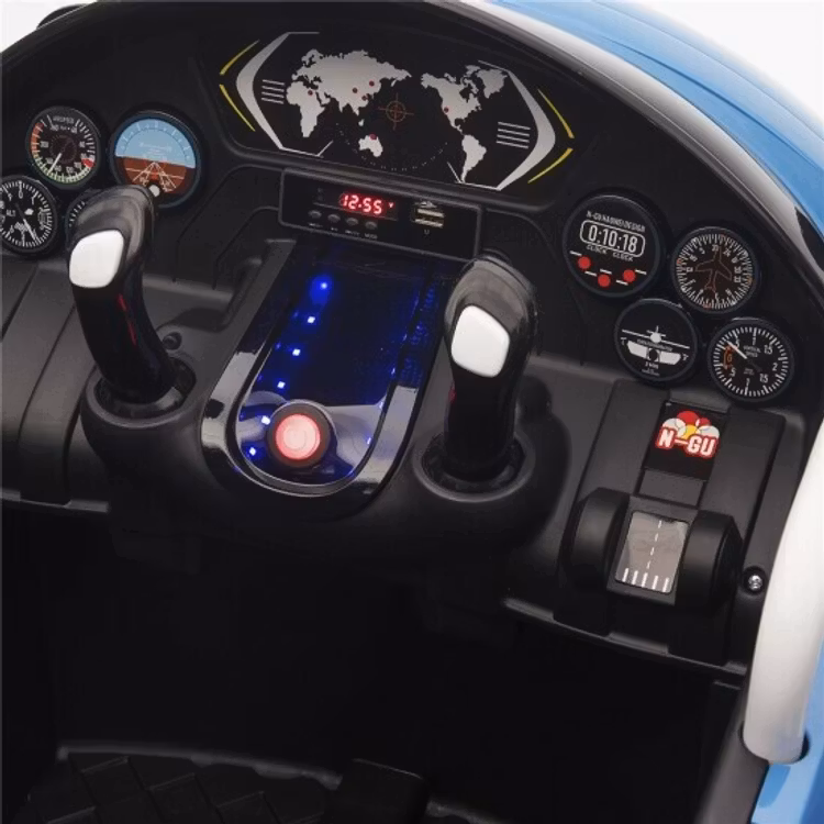 Elflygplan, belysning, fjärrkontroll, kanon, 2x6V blå