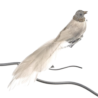 NECK BIRD ON CLIP CRM/GLD 25CM. Set/4