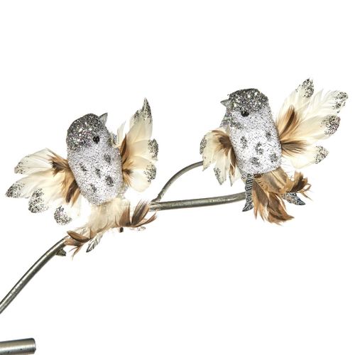 FLYING BIRD ON CLIP ASS/2 SLV/BRWN 10CM.Set/6