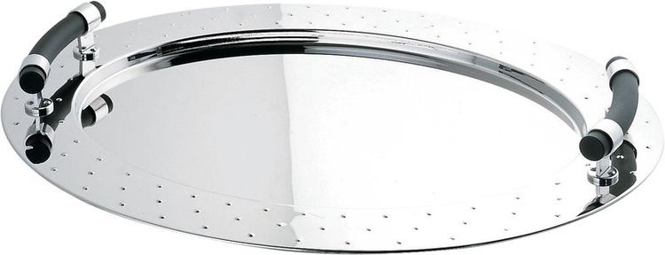 One of the Alessi's greatest trays, it echoes the decorative details of the family of kettles with whistling birds from 1985.