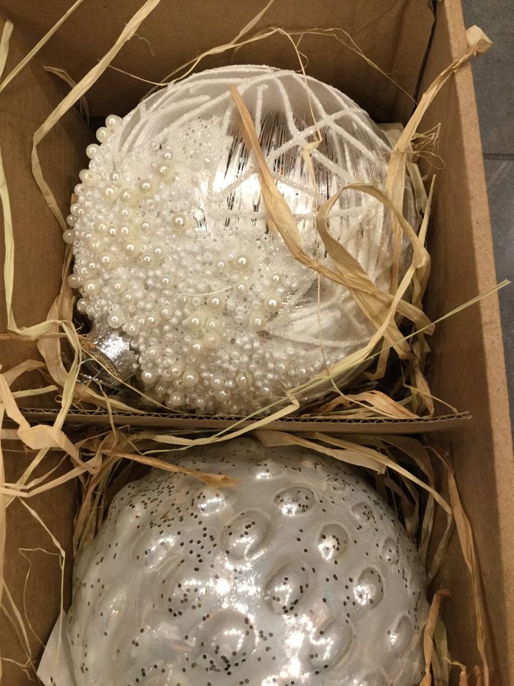 Julgransdekoration. 12 cm. Gl. Ball. white. 6 piece