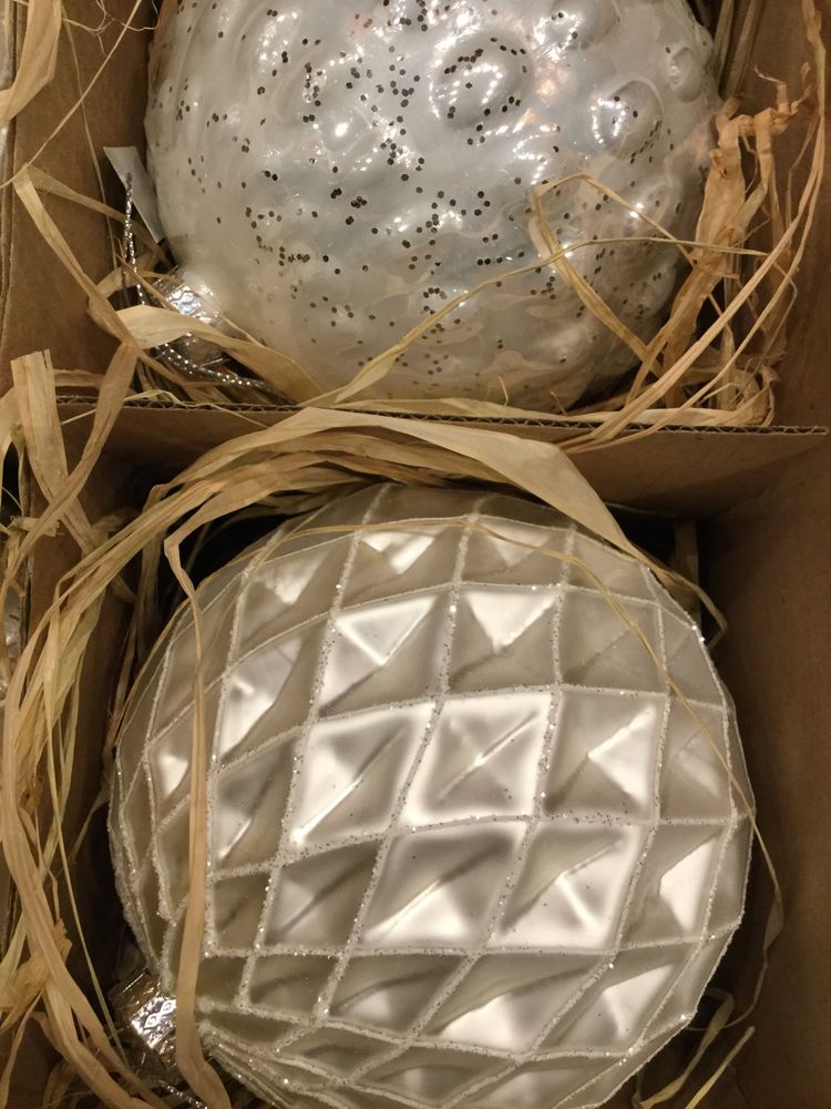Julgransdekoration. 12 cm. Gl. Ball. white. 6 piece