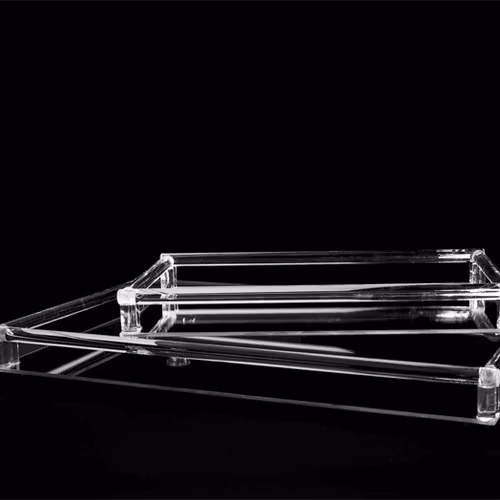 Ljusbricka/Spegel fat m/glas kant. Finns i två storlekar.