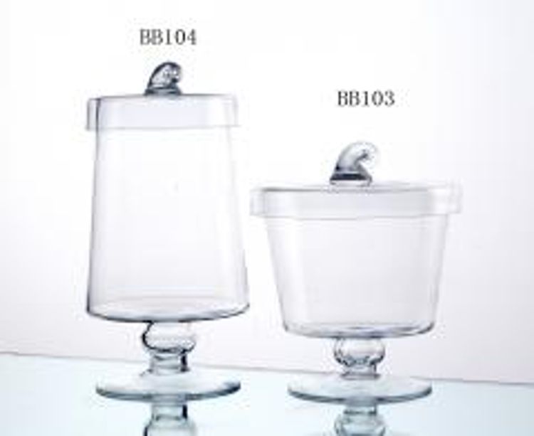 Glasskål på fot med lock