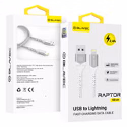 Blavec Cable Raptor braided - USB to Lightning - 2,4A 1 metre Apple CarPlay white-silver