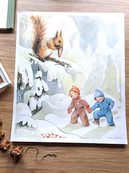 Vintage plansch januari av Kerstin Frykstrand