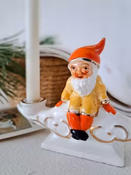 Vintage tvåarmad ljusstake Tomte