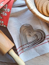 Vintage pepparkaksformar Hjärtan, 5 styck
