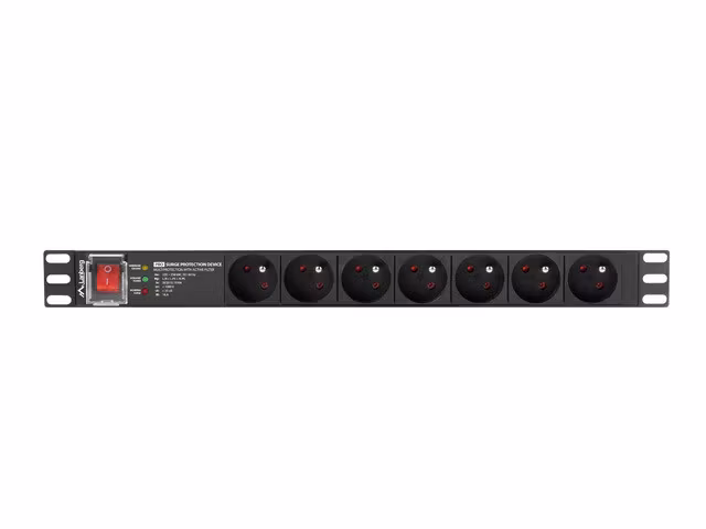 STRÖMFÖRDELNINGSENHET (PDU) PRO 19" LANBERG 1U 16A 2M 7X FRANSKA UTTAG SPD-3MP SVART