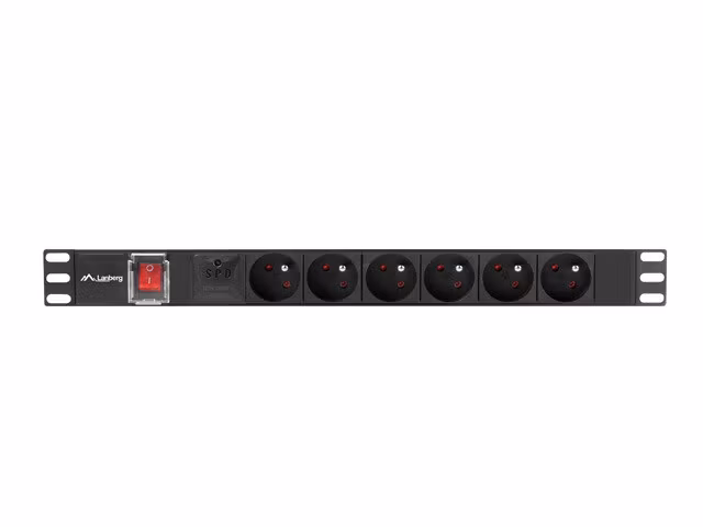STRÖMFÖRDELNINGSENHET (PDU) 19" LANBERG 1U 16A 2M 6X FRANSKA UTTAG SVART